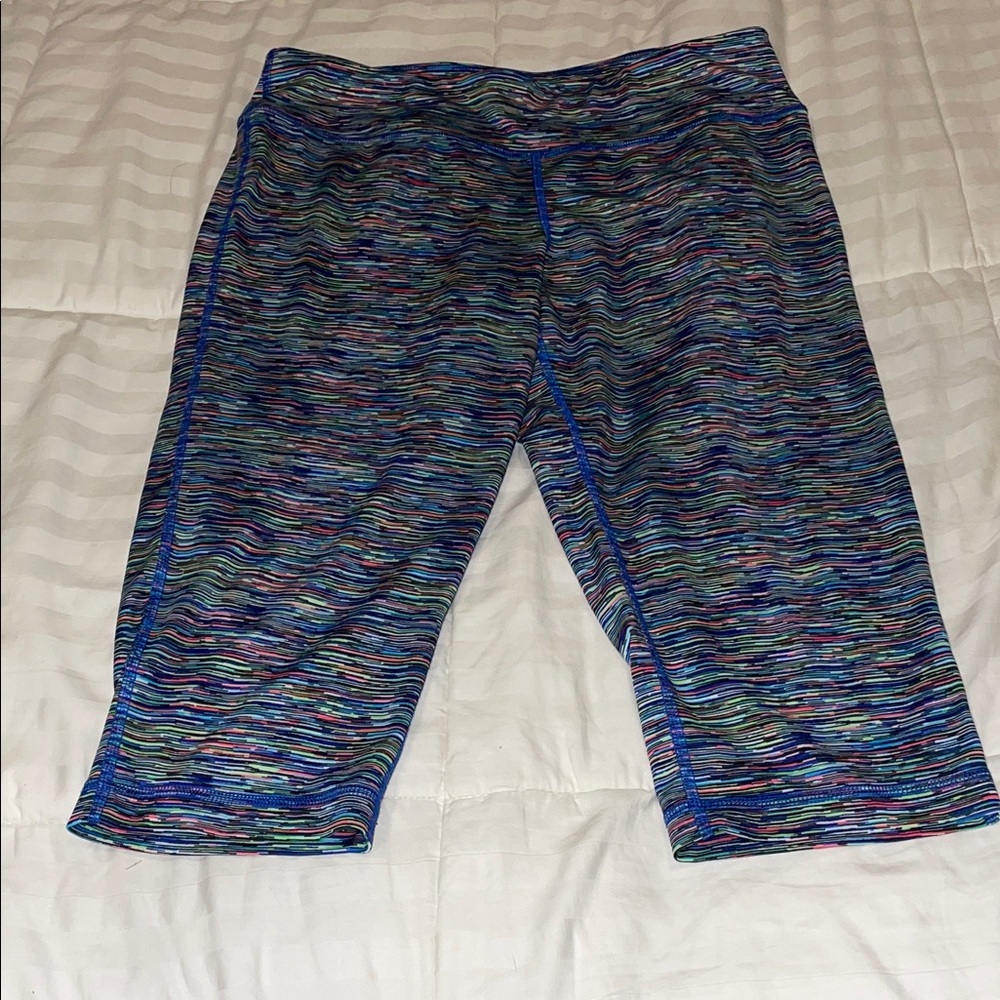 Women’s Multicolor Space-Dye Capri Leggings - Blue Accent